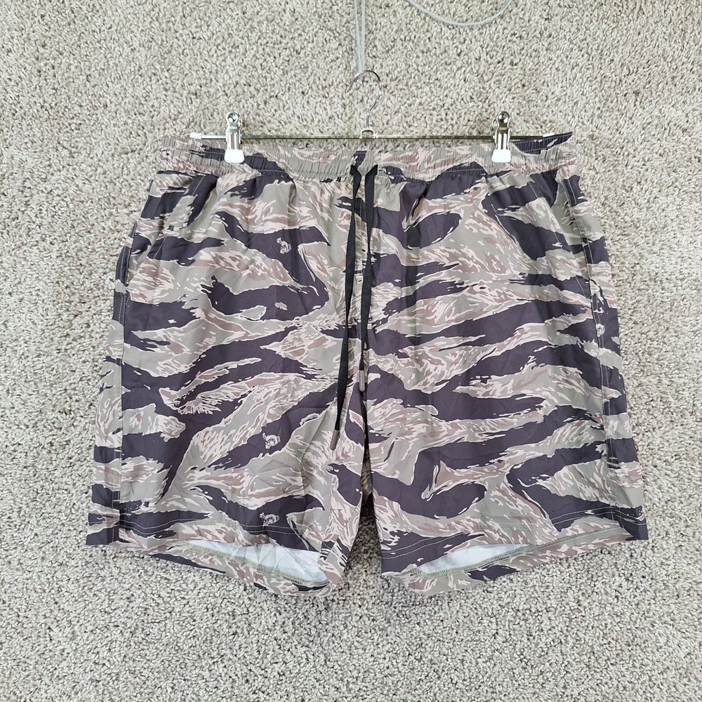 Savage Tacticians Shorts Mens 3XL (Fits W36) Grey Tiger Stripe Camo Swim Trunks